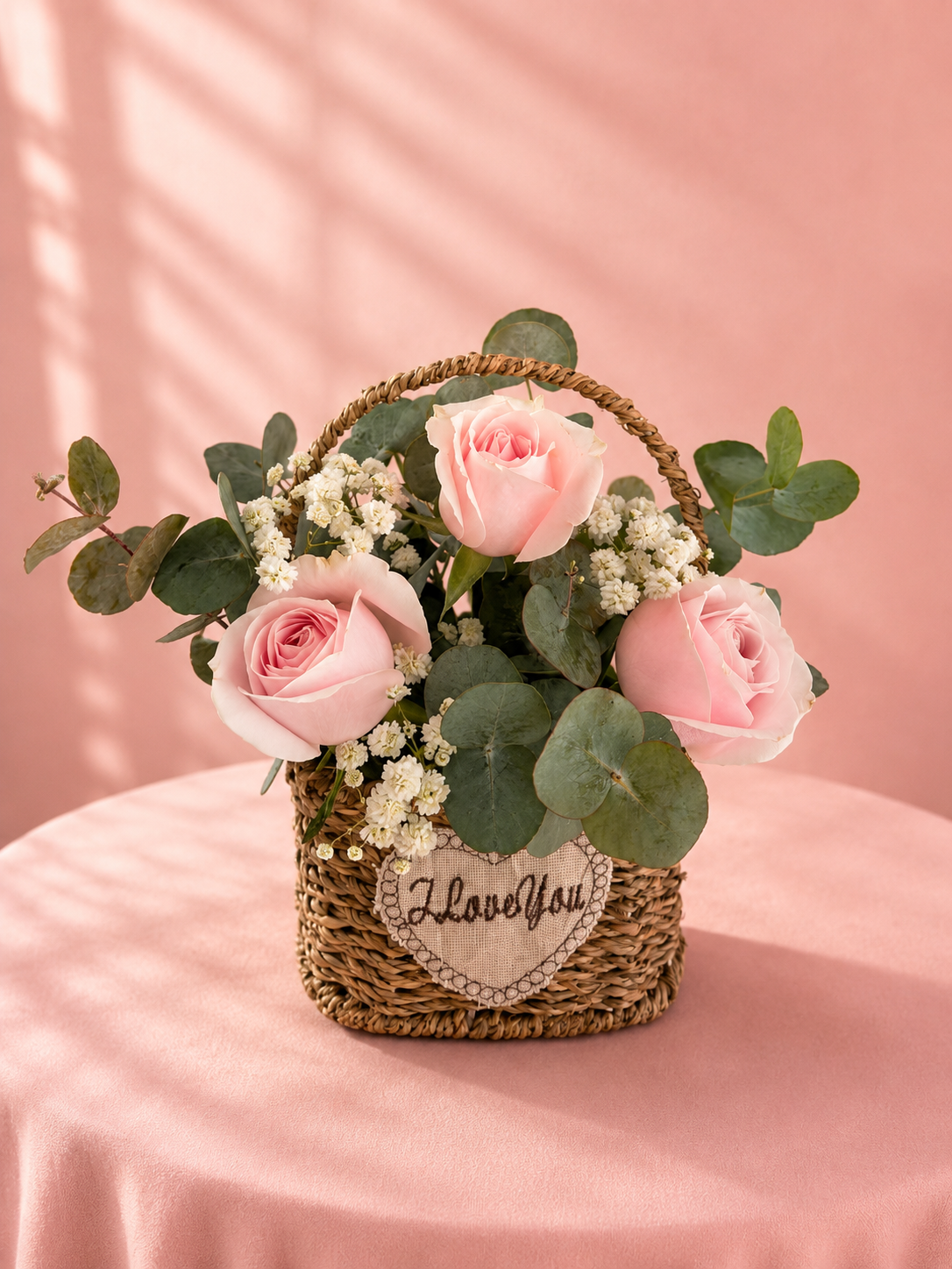 Pink Rose Basket